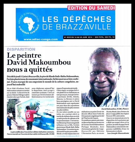 Rhode Makoumbou in «Les Dépêches de Brazzaville», krant n° 2035 (za 14 jun 2014)