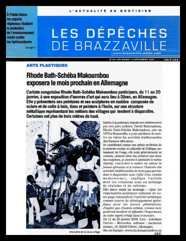 Rhode Makoumbou in «Les Dépêches de Brazzaville», krant n° 381 (di 18 dec 2007)