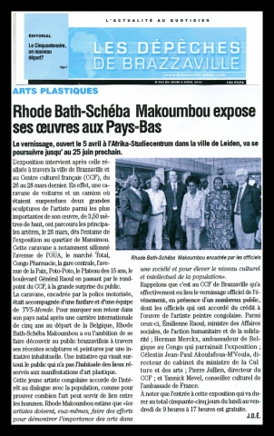 Rhode Makoumbou in «Les Dépêches de Brazzaville», krant n° 963 (do 08 apr 2010)