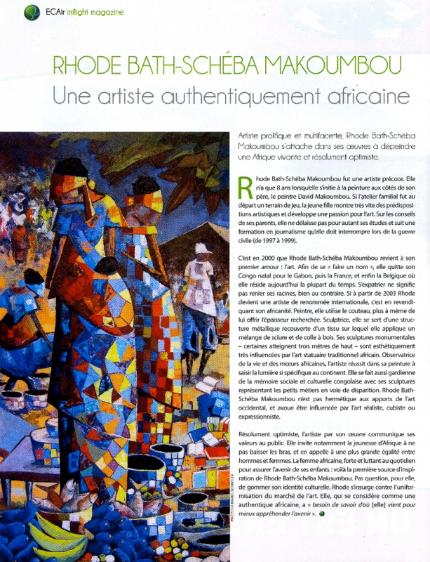Rhode Makoumbou in «Mbote! - ECAir Inflight Magazine», tijdschrift n° 2 (nov 2012) • Krantenknipsel 3/4