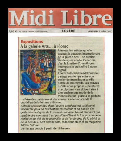 Rhode Makoumbou in «Midi Libre», krant n° 23616 (vri 02 jul 2010)