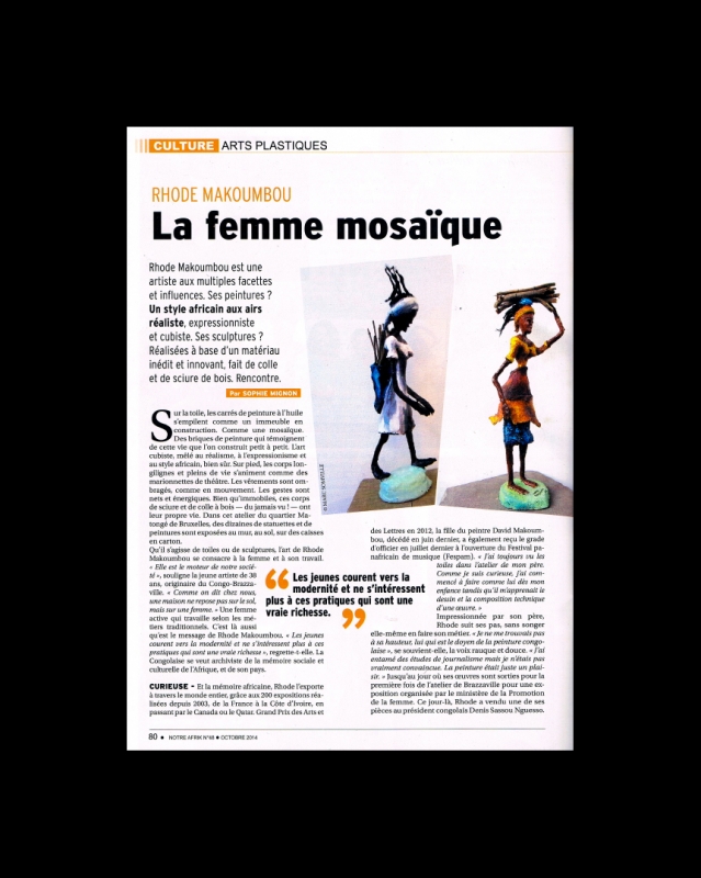 Rhode Makoumbou in «Notre Afrik», tijdschrift n° 48 (okt 2014) • Krantenknipsel 2/3