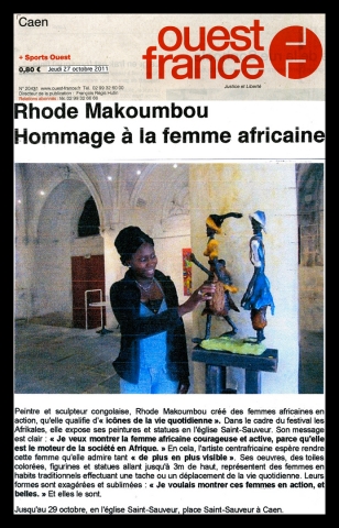 Rhode Makoumbou in «Ouest France», krant n° 20431 (do 27 okt 2011)