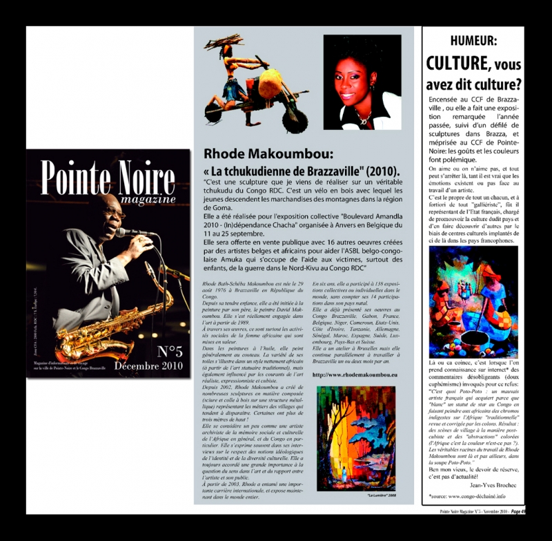 Rhode Makoumbou in «Pointe Noire Magazine», tijdschrift n° 5 (dec 2010)