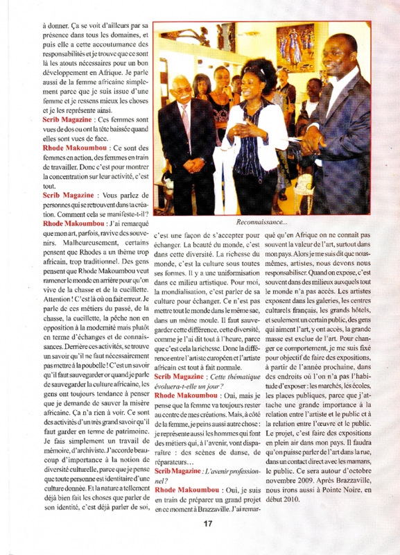 Rhode Makoumbou in «Scrib Magazine», tijdschrift n° 8 (dec 2008) • Krantenknipsel 5/5