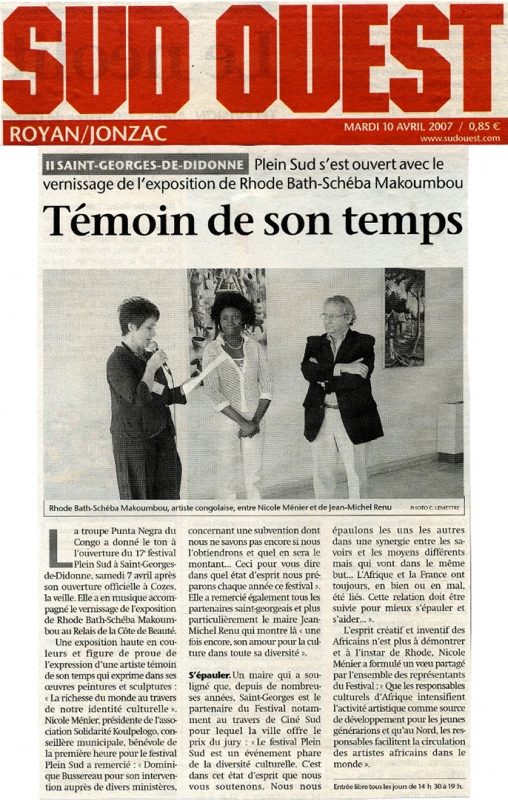 Rhode Makoumbou dans «Sud Ouest» (mar 10 avr 2007)