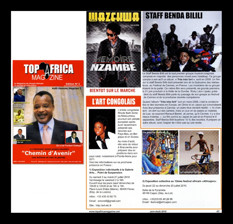 Rhode Makoumbou in «Top Africa Magazine», tijdschrift n° 2 (jun 2010)