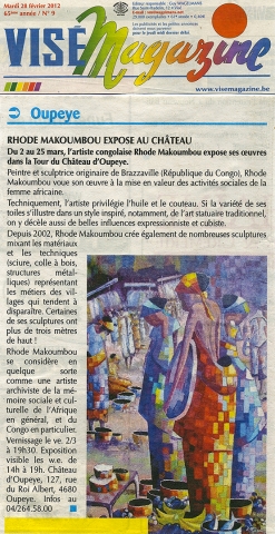 Rhode Makoumbou in «Visé Magazine», krant n° 9 (di 28 feb 2012)