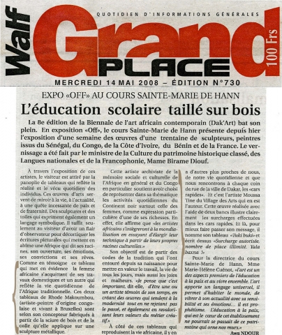 Rhode Makoumbou dans «Waff Grand Place», journal n° 730 (mer 14 mai 2008)